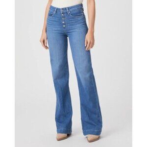 Paige Jeans Womens 26 Blue Leenah Slim Wide Leg Glowing Waves Retro Casual Comfy